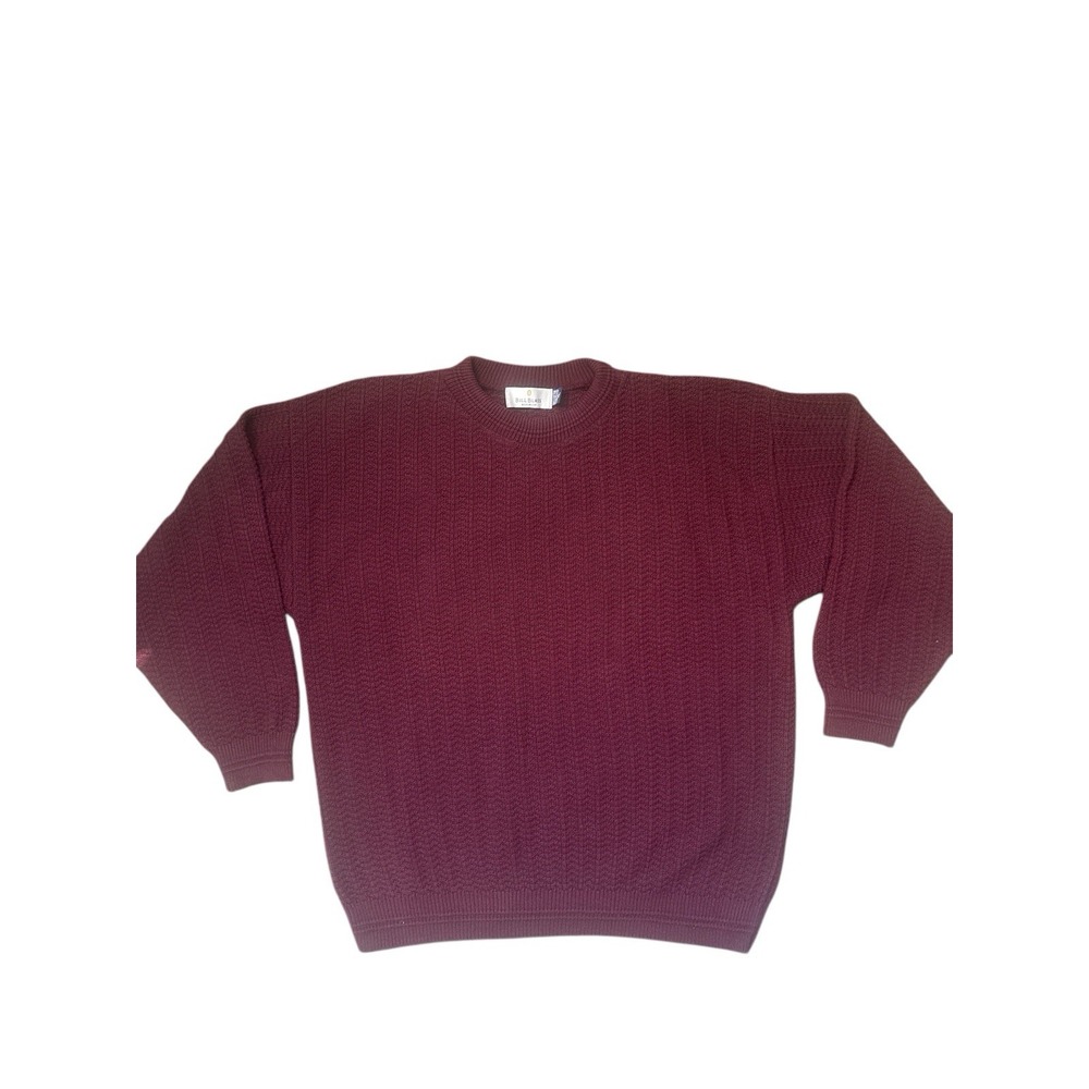 Vintage Bill Blass‎ Men's Pull Over Crew Neck Burgundy Sweater 100% Cotton XL